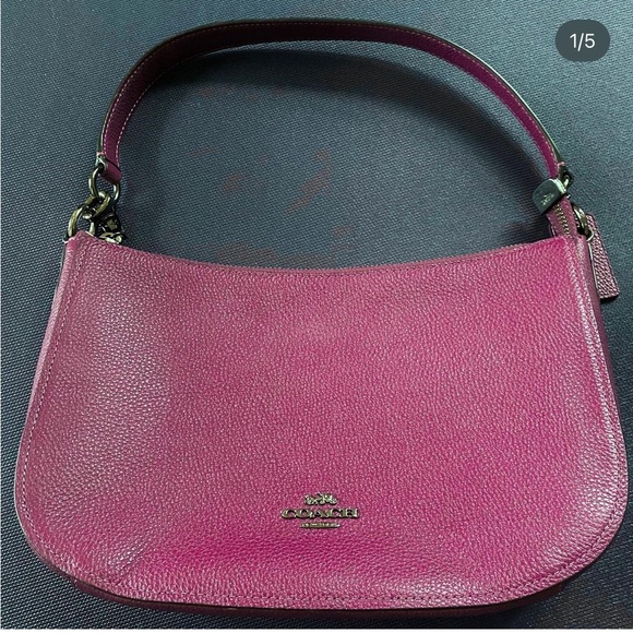 Coach Handbags - COACH PERFECT PURPLE PEBBLE LEATHER SHOULDER BAG